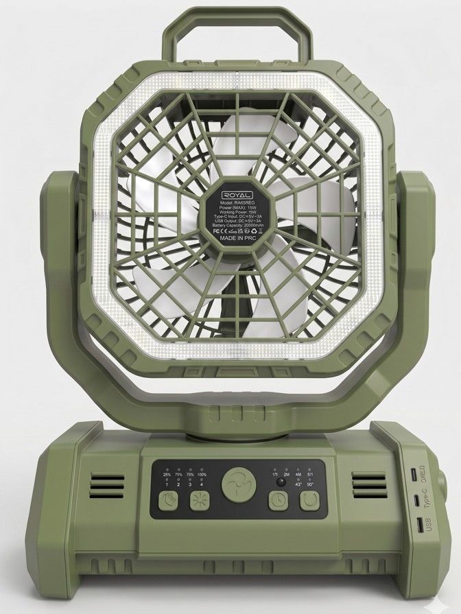 VENTILADOR RECARGABLE 20,000MAH 6.5" VERDE ROYAL