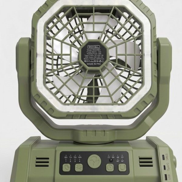 VENTILADOR RECARGABLE 20,000MAH 6.5" VERDE ROYAL