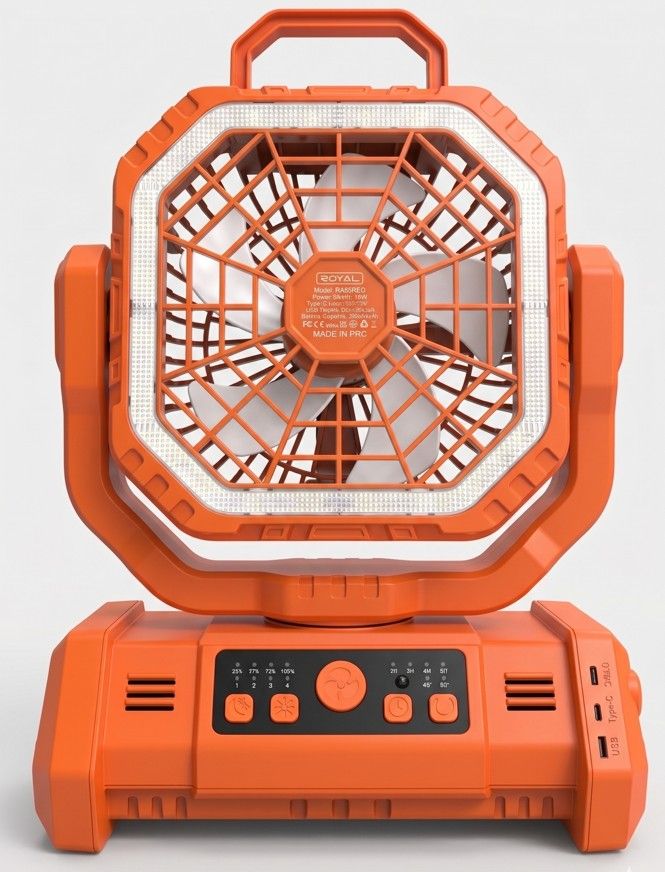 VENTILADOR RECARGABLE 20,000MAH 6.5" NARANJA ROYAL