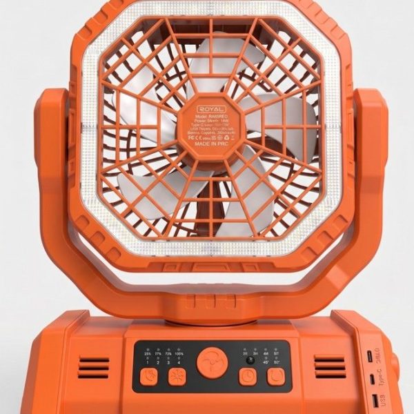 VENTILADOR RECARGABLE 20,000MAH 6.5" NARANJA ROYAL