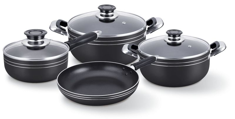 JGO. DE OLLAS 7 PCS NEGRO INDUCCION ROYAL