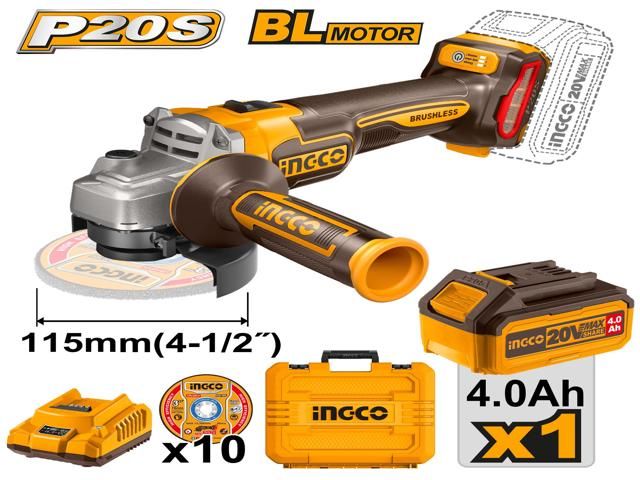 ESMERIL ANGULAR INHALAMBRICA 900W 4-1/2" INGCO